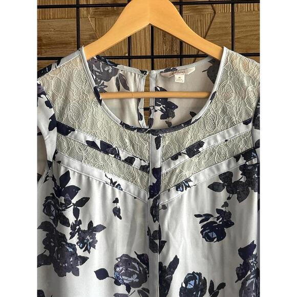 Vintage Candies Womans Sleeveless Top Sz Medium Blue Floral Lace Cottage - Picture 2 of 5